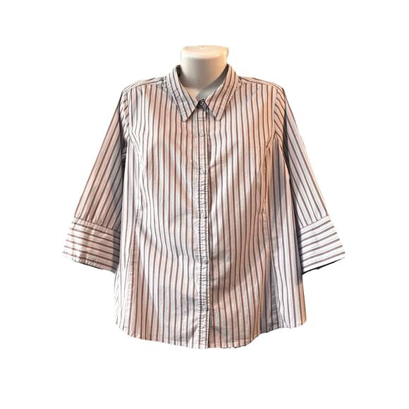 Merona Women's Striped 3/4 Sleeve Button-Up SZ 18W & Purple Sweater Vest SZ XXL - Picture 5 of 8